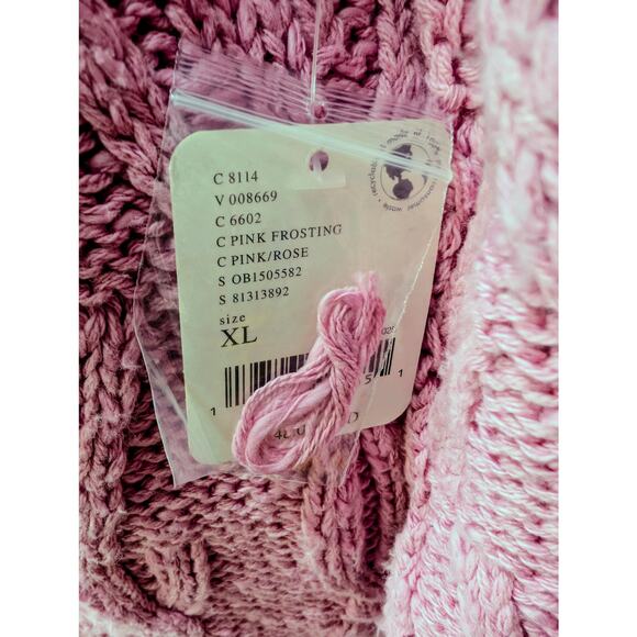 Free People Isla Cable Tunic Sweater Pink Frosting Women’s XL NWT - Picture 7 of 8